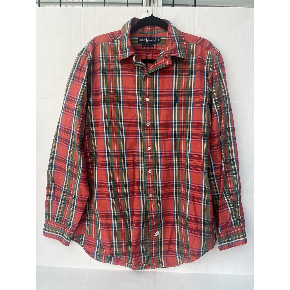 Polo Ralph Lauren Custom Fit Heavyweight Flannel Plaid Button Down Shirt Size L